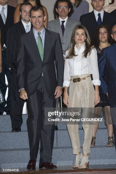 Audiences at Palacio de la Zarzuela In Madrid, Spain On July 23, 2010-Prince Felipe and Princess Letizia attend an Audience to the participants in...