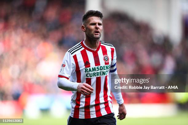 Oliver Norwood of Sheffield United during the Sky Bet Championship match between Sheffield United and Ipswich Town at Bramall Lane on April 27, 2019...