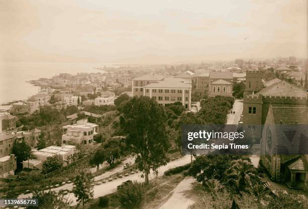 American University. Beirut, . Campus showing old and new medical bldg's. 1920, Lebanon, Beirut