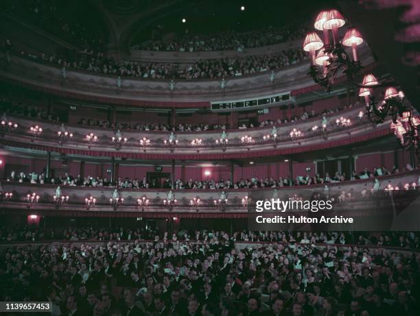 The auditorium of the Royal Opera House in Covent Garden, London, circa 1955.