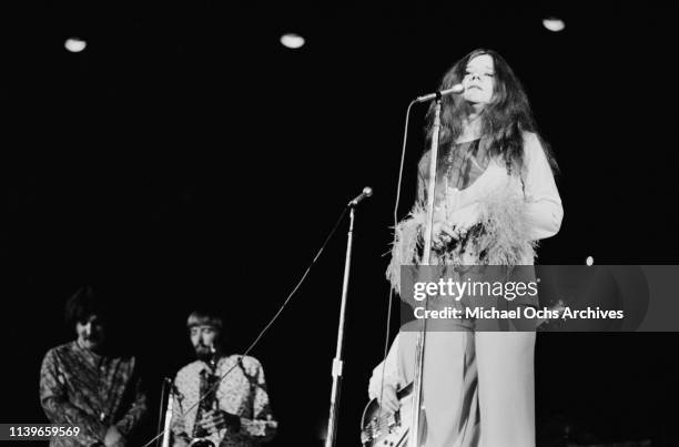 American blues and soul singer Janis Joplin performs with the Kozmic Blues Band at the Stax Records Christmas concert at the Mid-South Coliseum in...