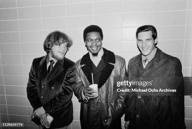 American R&B band Booker T and the MG's pose at the Stax/Volt Records Christmas Party, 'Yuletide Thing' at the Mid-South Coliseum in Memphis,...