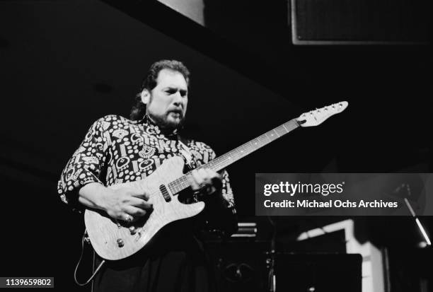Guitarist Steve Cropper of Booker T and the MG's performs at a Stax Records mini reunion at the Lone Star Roadhouse in New York City, 4th May 1991.