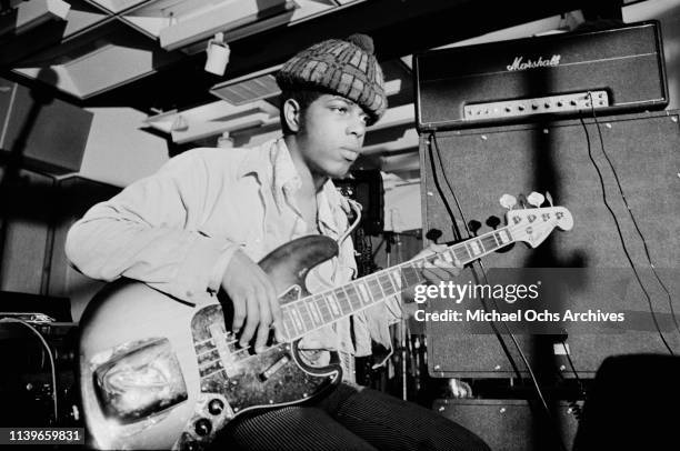 American funk band Funkadelic during a recording session, circa 1970.