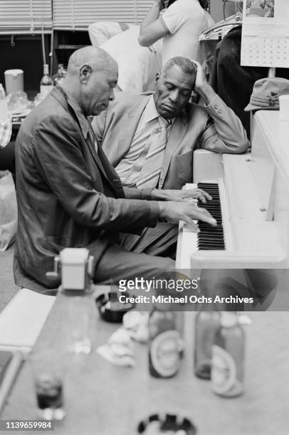 American blues singer and musician Howlin' Wolf listens to a pianist at Hunter College, New York City, 24th September 1971.