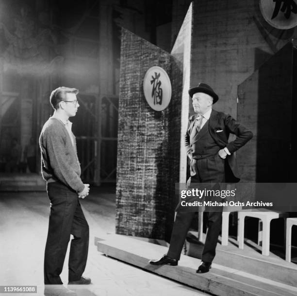 English fashion designer Cecil Beaton during rehearsals for the Puccini opera 'Turandot' at the Metropolitan Opera in New York City, 1961. Leopold...