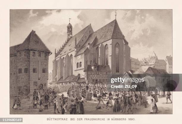 ilustrações de stock, clip art, desenhos animados e ícones de cooper's dance at the frauenkirche in nuremberg 1690, chromolithograph, 1888 - século xvii