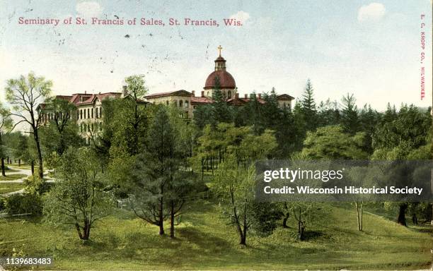 Exterior view of the seminary of St Francis of Sales, Saint Francis, Wisconsin, 1920.