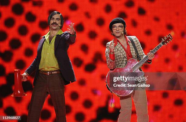 Homens Da Luta of Portugal perform at the first semi-finals of the Eurovision Song Contest 2011 on May 10, 2011 in Duesseldorf, Germany.