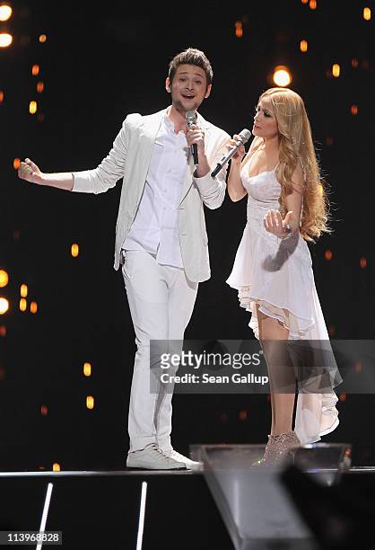 Ell and Nikki from Azerbaijan peform at the first semi-finals of the Eurovision Song Contest 2011 on May 10, 2011 in Duesseldorf, Germany.