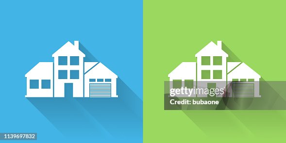 Large House Icon with Long Shadow Large House Icon with Long Shadow