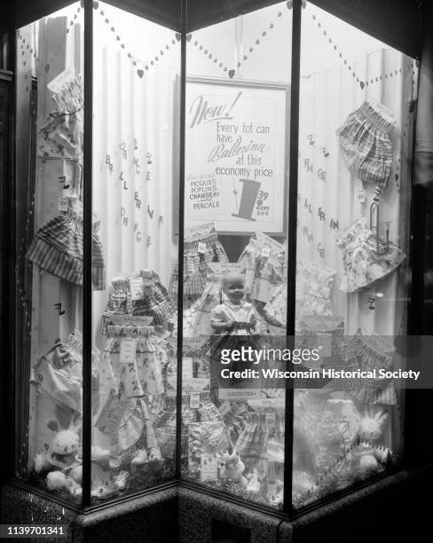 Kresge Store, 25-27 East Main Street, display window featuring Valentine's Day gift selections, Madison, Wisconsin, February 7, 1948. With sign,...