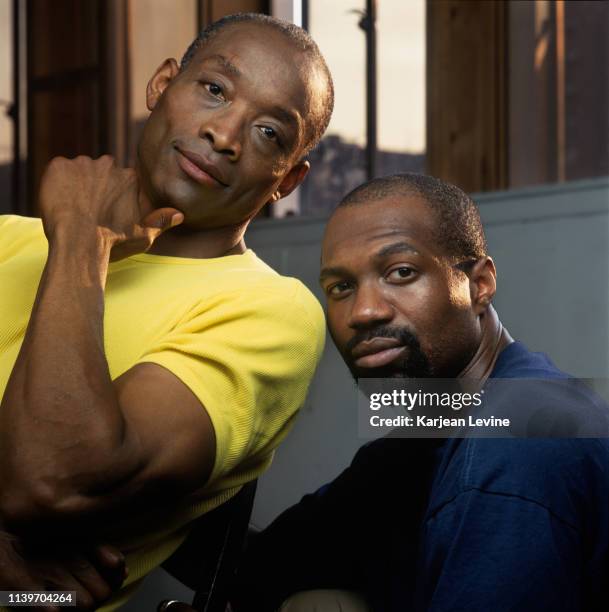 Choreographers Bill T. Jones and Ronald K. Brown pose for a joint portrait on June 17, 2000 in New York City, New York.