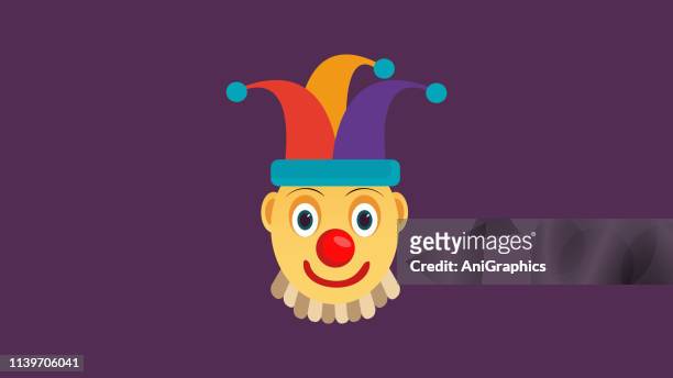 cartoon clown face - jester's hat stock illustrations