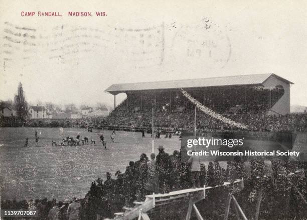 Football game at Camp Randall Stadium, at the University of Wisconsin-Madison, Madison, Wisconsin, 1909.