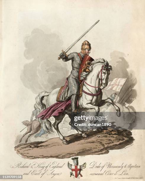 illustrations, cliparts, dessins animés et icônes de richard le cœur de lion, guerrier croisé roi, xie siècle - chevalier