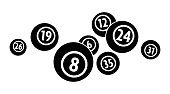Vector Black Flat Bingo Lottery Number Balls