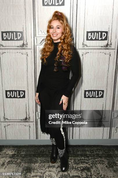 Singer Haley Reinhart visits Build Studio on April 01, 2019 in New York City.