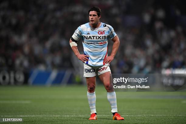 Henry Chavancy of Racing 92 looks on during the Heineken Champions Cup Quarter Final match between Racing 92 and Toulouse at La Defense Arena on...