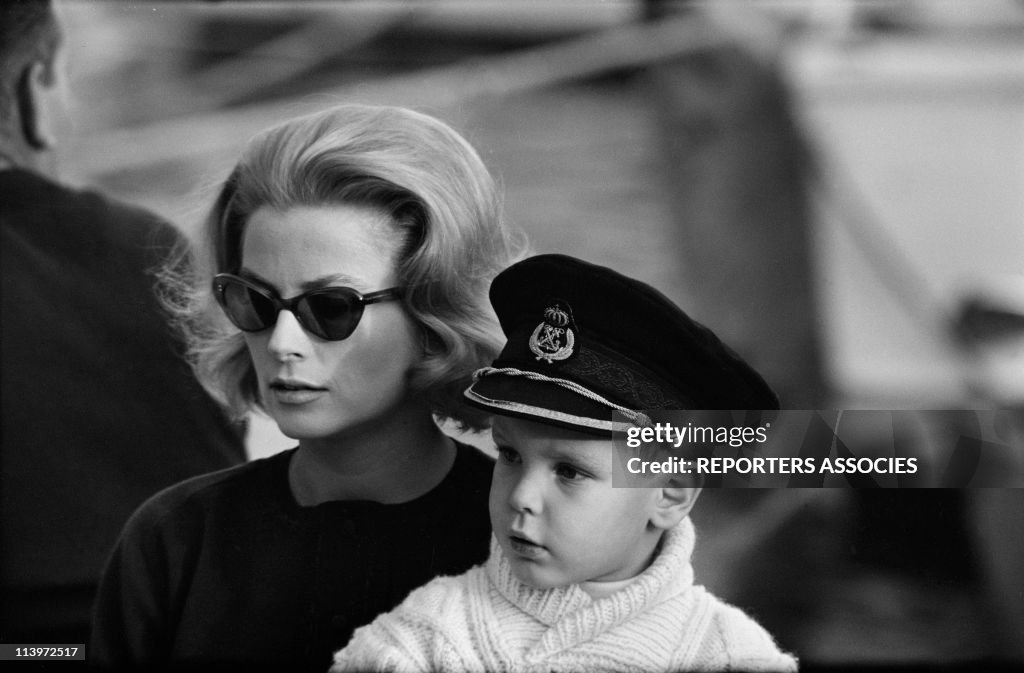 Grace of Monaco and son Albert In Monaco city, Monaco On November 17, 1962-