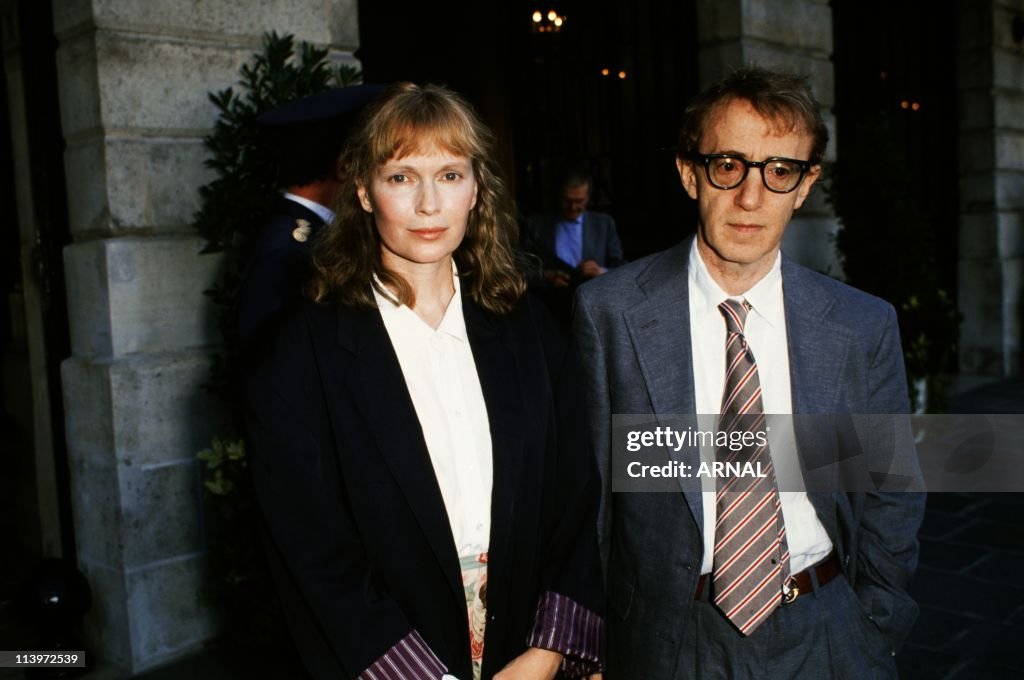 Mia Farrow and Woody Allen In Paris, France On July 24, 1989-