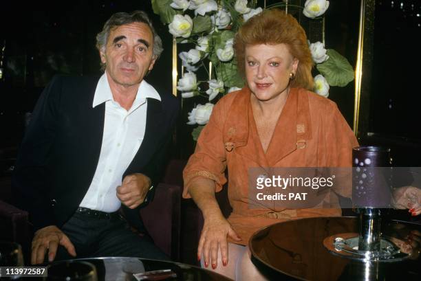 Charles Aznavour and Regine In Paris, France In August, 1985-French singer Charles Aznavour with Regine in August, 1985.