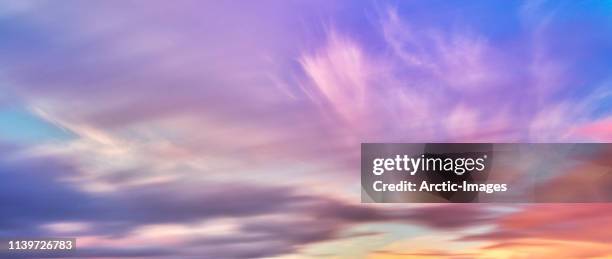 colourful sunset and clouds, iceland - ciel romantique photos et images de collection