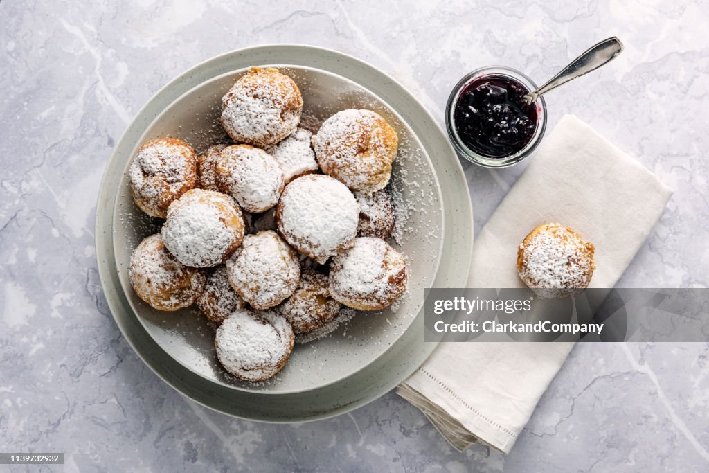 Traditional apple pancakes or Aebleskiver in danish.