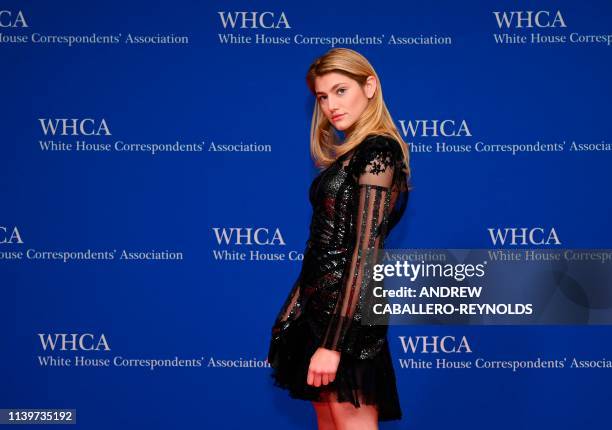 Maddie Spielman arrives on the red carpet for the White House Correspondents' Dinner in Washington, DC on April 27, 2019.