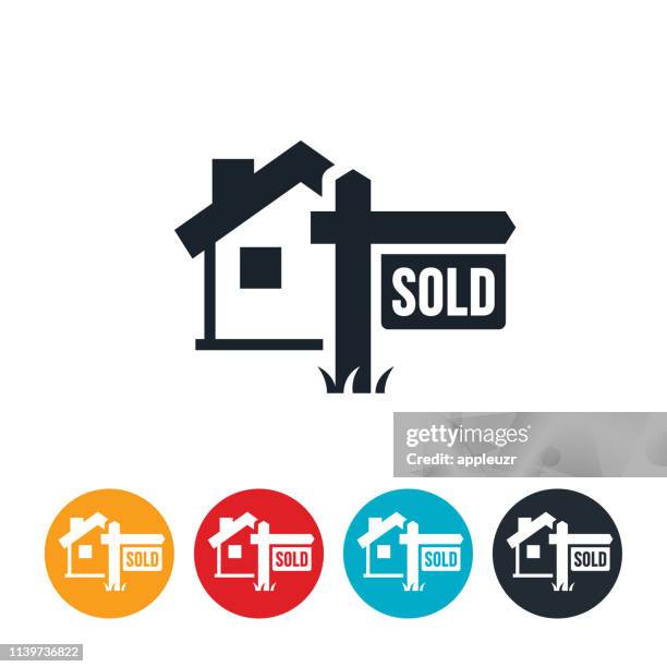 house sold icon - verkaufen stock-grafiken, -clipart, -cartoons und -symbole