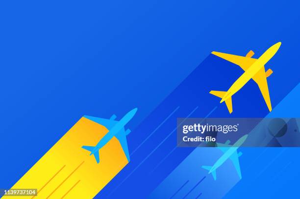 illustrations, cliparts, dessins animés et icônes de fond commercial de voyage d’air - avion