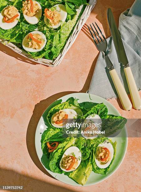 deviled eggs - deviled egg stock pictures, royalty-free photos & images