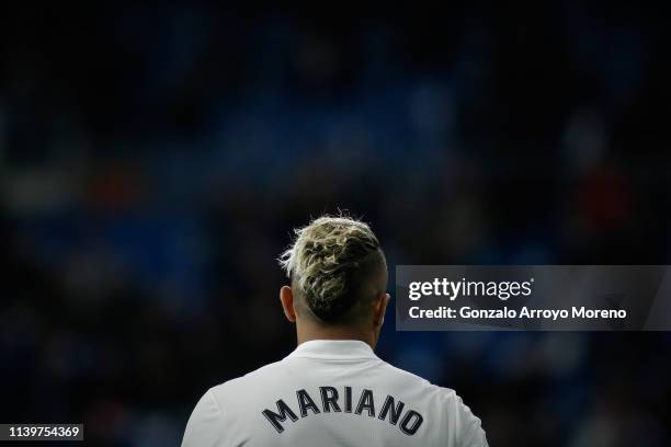 Mariano Diaz of Real Madrid CF in action during the La Liga match between Real Madrid CF and SD Huesca at Estadio Santiago Bernabeu on March 31, 2019...