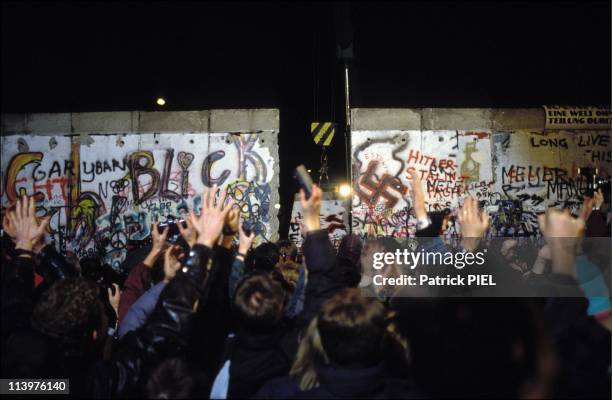 The Berlin Wall opening in Berlin, Germany on November, 1989.