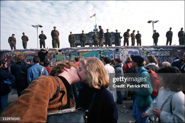 The Berlin Wall opening in Berlin, Germany on November, 1989.