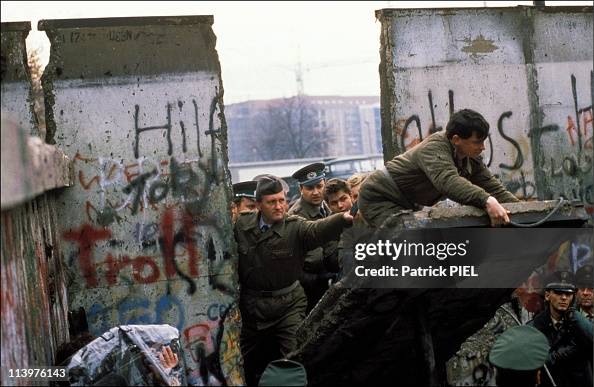 The Berlin Wall opening in Berlin, Germany on November, 1989- The Berlin Wall opening in Berlin, Germany on November, 1989-