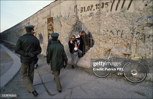 Destruction of the Berlin Wall in Berlin, Germany on February 20, 1990.