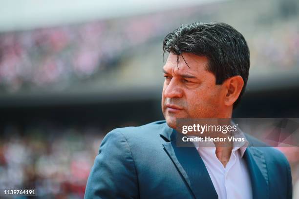 Jose Cardozo, Head Coach of Chivas looks on during the 12th round match between Pumas UNAM and Chivas as part of the Torneo Clausura 2019 Liga MX at...