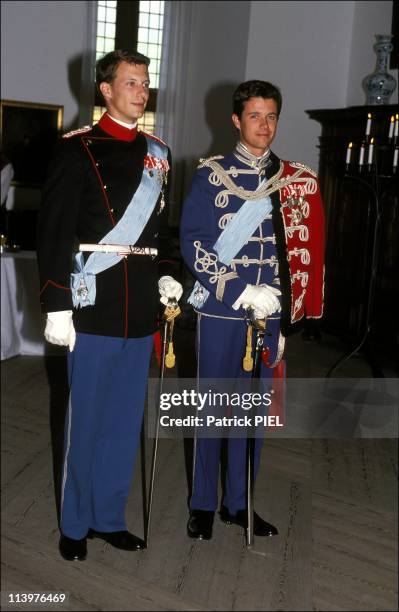 Silver wedding ceremony of Margrethe and Henrik of Denmark in Denmark on June 10, 1992-Frederik and Joachim of Denmark.