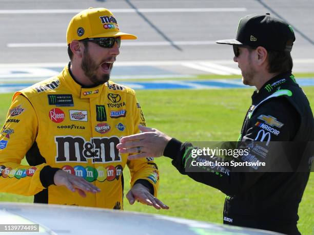 Brothers Kyle Busch, Joe Gibbs Racing, Toyota Camry M&Ms Chocolate Bar and Kurt Busch, Chip Ganassi Racing, Chevrolet Camaro Monster Energy talk...