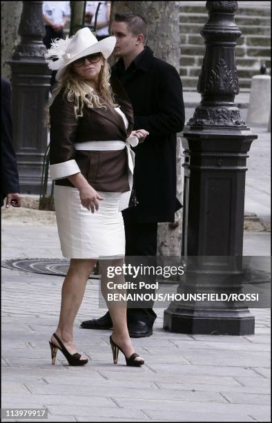 Exit of civil wedding of Eva Longoria and Tony Parker In Paris, France On July 06, 2007-Pamela Firestone mother of Tony Parker.