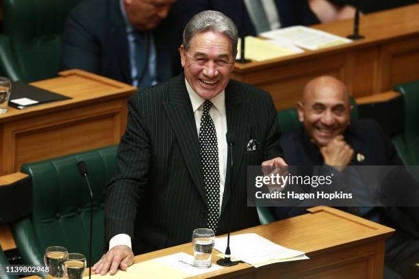 Acting Prime Minister Winston Peters speaks in the House at Parliament on April 02, 2019 in Wellington, New Zealand. Parliament was suspended after...