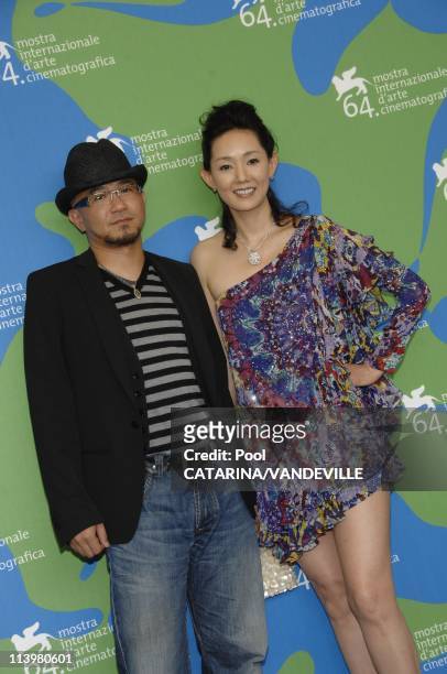 64th Venice Film Festival. Photo call of the Japanese movie Sad Vacation In Venice, Italy On August 31, 2007-Director Shinji Aoyama and his wife...
