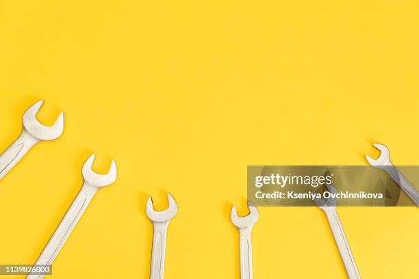 set of carpentry tools on white background with copy space top view. carpenter working table. carpentry and woodwork industry flat lay concept - plier stock pictures, royalty-free photos & images