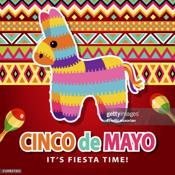 illustrazioni stock, clip art, cartoni animati e icone di tendenza di pinata messicana cinco de mayo - mariachi