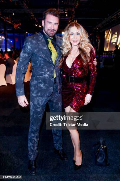 Dolly Buster and her boyfriend Mike during the Goldene Sonne Award 2019 on April 27, 2019 in Kalkar, Germany.