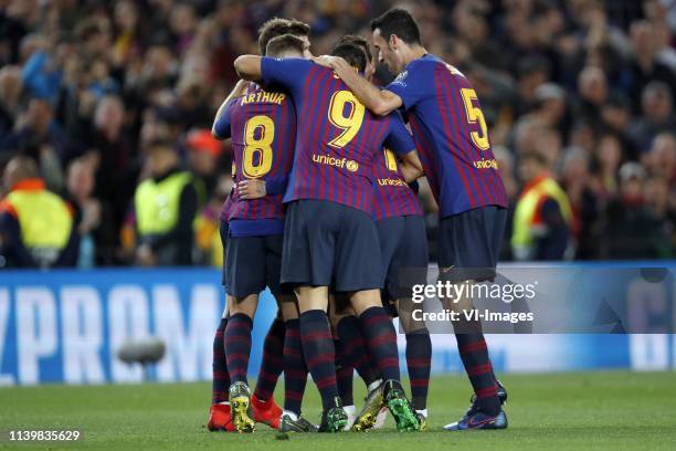 Sergi Roberto of FC Barcelona, Arthur Henrique Ramos de Oliveira Melo of FC Barcelona, Luis Suarez of FC Barcelona, Philippe Coutinho of FC...