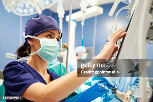 Nurses Using Machines Nurse Working With Technology In Operating Room High-Res Stock Photo ...