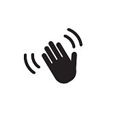 Hand wave  waving hi or hello gesture line art vector icon for apps and websites
