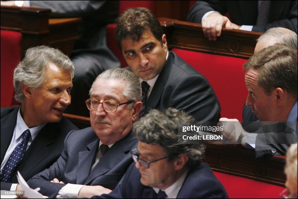 Government session at the National Assembly. French Prime Minister Dominique de Villepin and his government continued to defend the CPE youth labour In Paris, France On March 14, 2006-